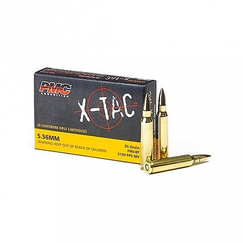 PMC X-TAC 5.56 NATO Ammo 55 Grain FMJBT, 20 rds/box
