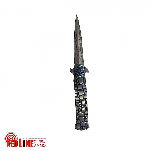 5" Steel Cobra Folding Knife w/ Stainless Steel and Blue Finish